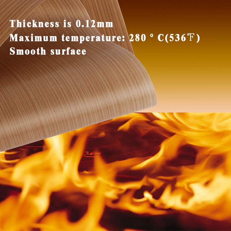 EQUTY BAYMERS عبوة 3 من ورق PTFE تفلون 12 × 16 بوصة و 3 لفات شريط حراري مقاوم للحرارة 10 مم × 33 م لنقل الضغط الحراري، ورق غير لاصق، حصيرة حرفية قابلة لإعادة الاستخدام، تحمي المكواة، للاستخدام مع الآلات - Image 4